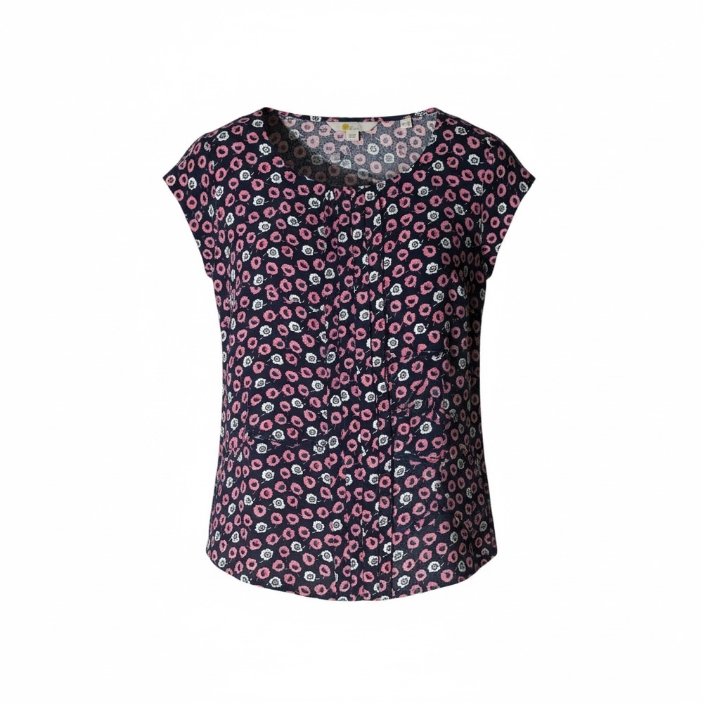 Boden Navy and Pink Patterned Blouse